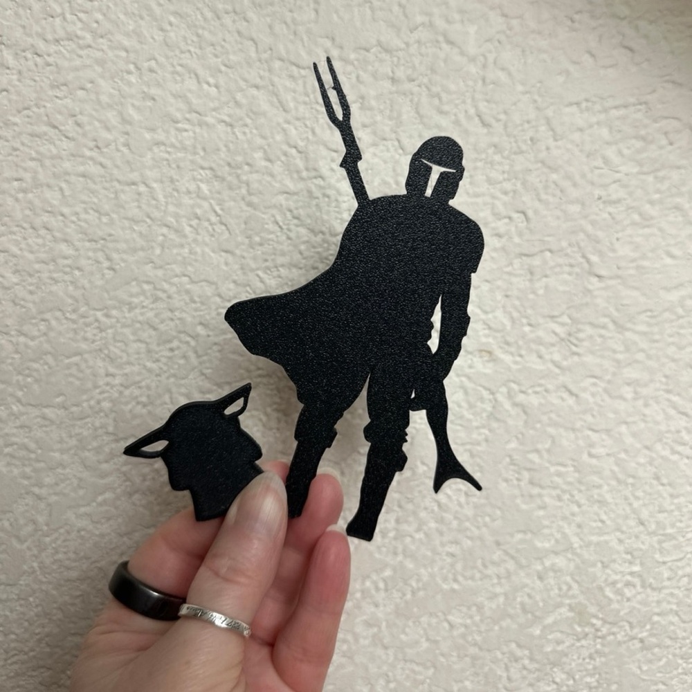 Disney Mandalorian and Grogu Silhouette 3D Printed